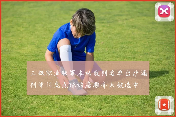 三级职业联赛本轮裁判名单出炉漏判津门虎点球的唐顺齐未被选中